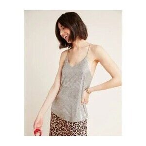 Women's Anthropologie Bishop and Young Tessa Cami Top Metallic Gold Racerback M
